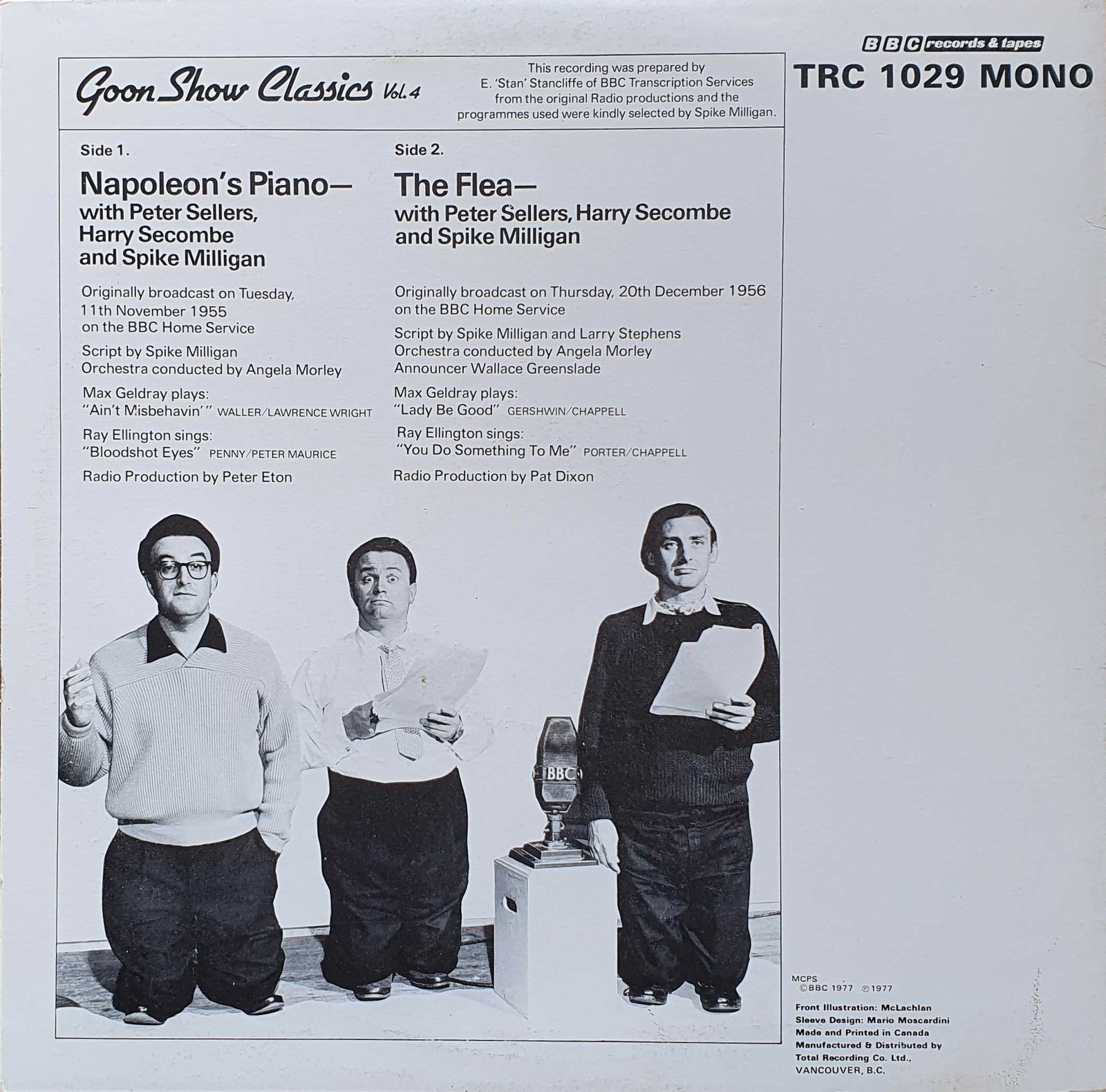 Picture of TRC - 1029 Goon show classics - Volume 4 by artist Spike Milligan / Larry Stephens from the BBC records and Tapes library